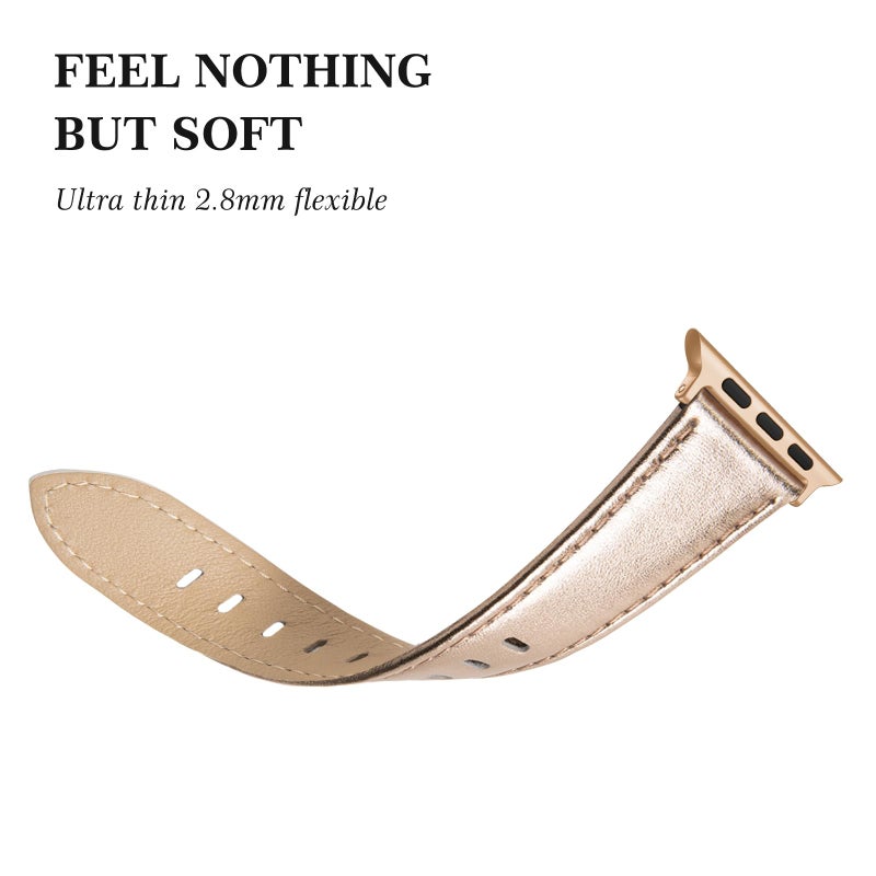 SWEES Leather Band Compatible for iWatch 38mm 40mm, Genuine Leather Replacement Strap Rose Gold Buckle Compatible iWatch Series 6 5 4 3 2 1 Sports & Edition Women And Men, Rose Gold - Image 5